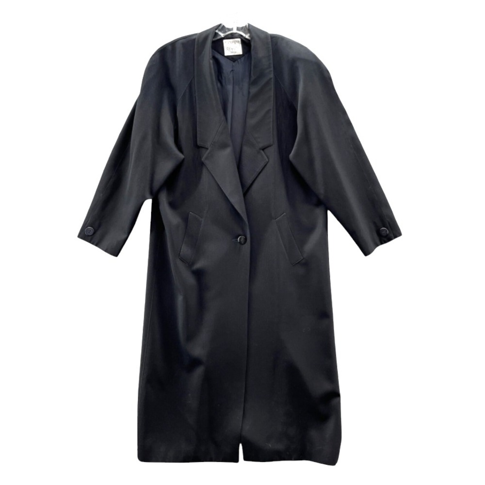 VTG Linda Richards SMOOTH NEW WOOL Trench Coat Long Jacket 80'S OLD MONEY sz 4